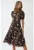 Rochie midi –  imprimeu floral – guler rotund – multicolor – jerseu
