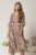 Rochie midi ivory din voal cu zebra print maro si curea in talie