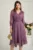 Rochie midi lila in clos din voal cu fir lurex- Ella Collection Gina