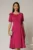 Rochie midi magenta cu funda la umar si croi in clini