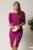 Rochie midi magenta din stofa cu croi conic si maneci tip lalea