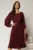 Rochie midi magenta plisata cu croi clos si decolteu rotund cu pliuri