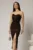 Rochie midi maro din dantela cu crepeu si detaliu amplu in talie