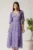 Rochie midi mov din matase naturala cu imprimeuri florale