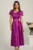 Rochie midi mov din tafta subtire in clos cu cordon in talie- LaDonna