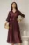 Rochie midi mov din tencel si curea maro in talie