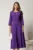 Rochie midi mov din viscoza in clos cu funda si decupaj la decolteu