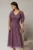 Rochie midi mov din voal cu sclipici si decolteu in V