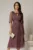 Rochie midi mov prafuit din matase cu detaliu floral si decolteu V