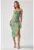 Rochie midi mulata  imprimeu floral – crapatura – verde – jerseu