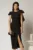 Rochie midi neagra conica cu funda ampla pe umar
