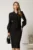 Rochie midi neagra conica din stofa cu guler tip esarfa