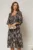 Rochie midi neagra cu bej de zi din voal cu imprimeuri