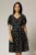 Rochie midi neagra cu buline albe din voal si cordon detasabil