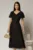 Rochie midi neagra cu sidef cu decolteu V si volanase la bust
