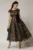 Rochie midi neagra de ocazie din dantela cu paiete si perle