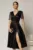 Rochie midi neagra de ocazie din tafta si paiete