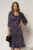 Rochie midi neagra de zi din voal cu imprimeuri fucsia bleu