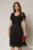 Rochie midi neagra din voal cu fir lurex si maneci scurte petrecute