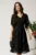 Rochie midi neagra din voal in clos cu glitter si accesoriu in talie