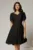 Rochie midi neagra din voal sidefat cu cordon detasabil