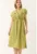Rochie midi –  poplin – decolteu in V – buzunare – verde – viscoza