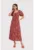 Rochie midi rosie cu maneci bufate si imprimeu floral DA1796 MULT
