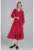 Rochie midi rosie – poliester – cu curea – volane –