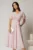 Rochie midi roz cu buline de zi si guler brodat