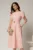 Rochie midi roz cu maneci din dantela si cordon detasabil