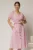Rochie midi roz de zi din in tip camasa cu manecile scurte