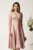 Rochie midi roz din tafta in clos cu dantela la bust – Ella Collection Inna
