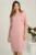 Rochie midi roz din voal cu croi drept si glitter pe maneci- Viada