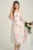 Rochie midi roz din voal cu imprimeuri bleu si floare maxi pe bust- Viada