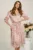 Rochie midi roz din voal in clos cu flori si cordon in talie