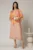 Rochie midi roz somon cu voal cu imprimeuri oranj