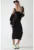 Rochie midi –  slim fit – guler in U – negru – modal – bumbac – elastan