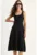 Rochie midi –  texturata cu curea – negru – poliester-lycra