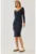 Rochie midi –  texturata cu nervuri – guler patrat – bleumarin – jerseu