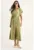 Rochie midi  texturata – decolteu in V – inchidere cu nasturi – verde – textil