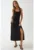 Rochie midi  texturata – guler patrat – neagra – tricot