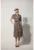 Rochie midi tip camasa cu imprimeu in carouri – Bej inchis