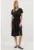 Rochie midi tricotata  texturata – decolteu in V – crapatura – poliester – Negru –