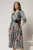 Rochie midi turcoaz cu imprimeu floral si cordon in contrast
