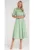 Rochie midi  verde – bumbac – cu aplicatii si curea impletita –