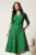 Rochie midi verde cu buline din stofa cu cordon in talie