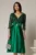 Rochie midi verde de ocazie din tafta si bustul cu paiete si dantela