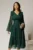 Rochie midi verde de ocazie din tull cu aplicatii la umeri si decolteu petrecut