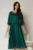 Rochie midi verde de ocazie din voal cu aplicatii la decolteu