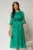 Rochie midi verde de ocazie din voal peliculizat cu cordon detasabil